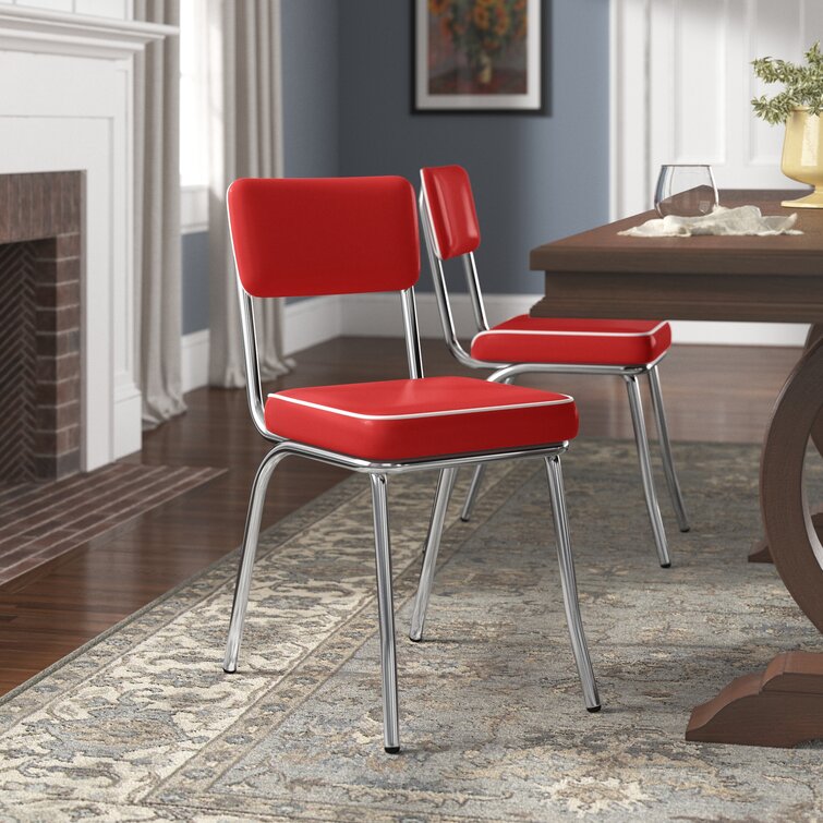 Red and best sale chrome dining chairs